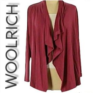 NWT WOOLRICH SHRUG RED WINE DRAPED KNIT OPEN SHRUG LOUNGEWEAR SMALL WOMENS SMALL
